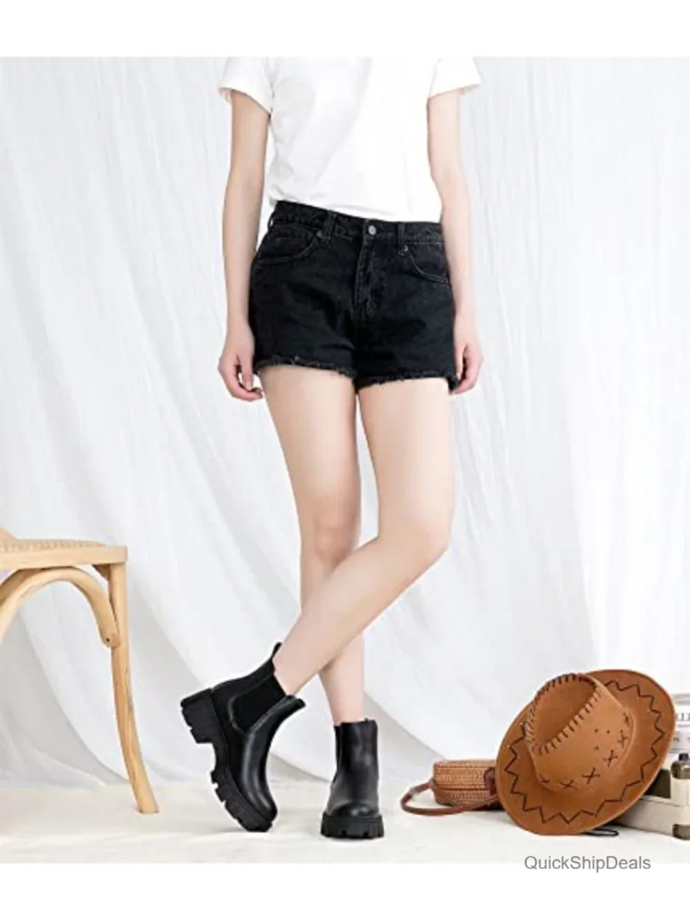 Women's Chelsea Combat Boots Chunky Platform Ankle Boots Faux Leather Water